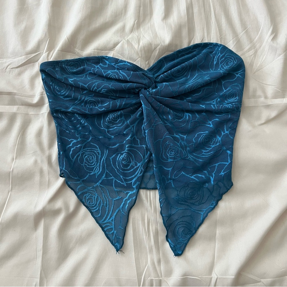 Shein Medium Blue Bandaeu Top